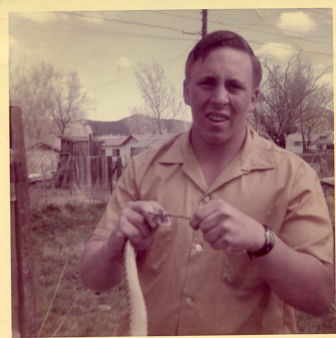 George Bradley, age ca 14 with Large Crotalus scutulatus. Prescott, AZ. Photo by Diane Bradley.