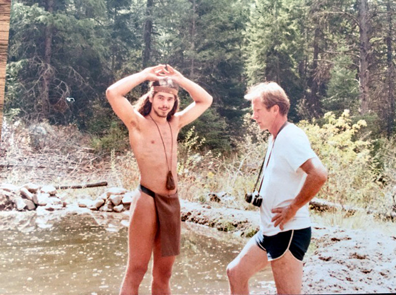 Wally Heath (right) and his son Thumbs Heath.
Photo by Annette Halpern Hinds, August 1981, near the Wind River, Idaho.